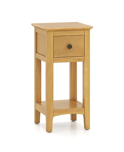 sumyeg 3-Tier Nightstand with Drawer and Open Storage Shelf
