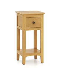 sumyeg 3-Tier Nightstand with Drawer and Open Storage Shelf