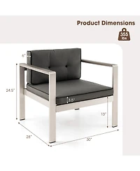Gymax Patio Aluminum Armchair Contemporary Sofa Chair w/ Wpc Armrests