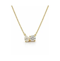 Dloria 2 ct. t.w. Toi et Moi Moissanite Necklace (Pear and Round-Cut, Color D, Fl Clarity) in Gold Vermeil