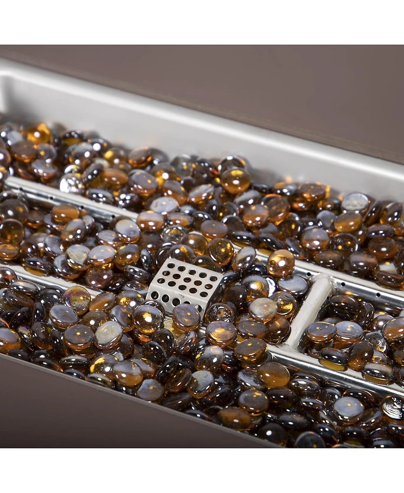 LeisureMod Mace 44" Outdoor Fire Pit Table – 55,000 Btu Propane Gas with Wicker Frame, Tempered Glass Wind Guard and Crystal Beads