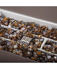 LeisureMod Mace 44" Outdoor Fire Pit Table – 55,000 Btu Propane Gas with Wicker Frame, Tempered Glass Wind Guard and Crystal Beads