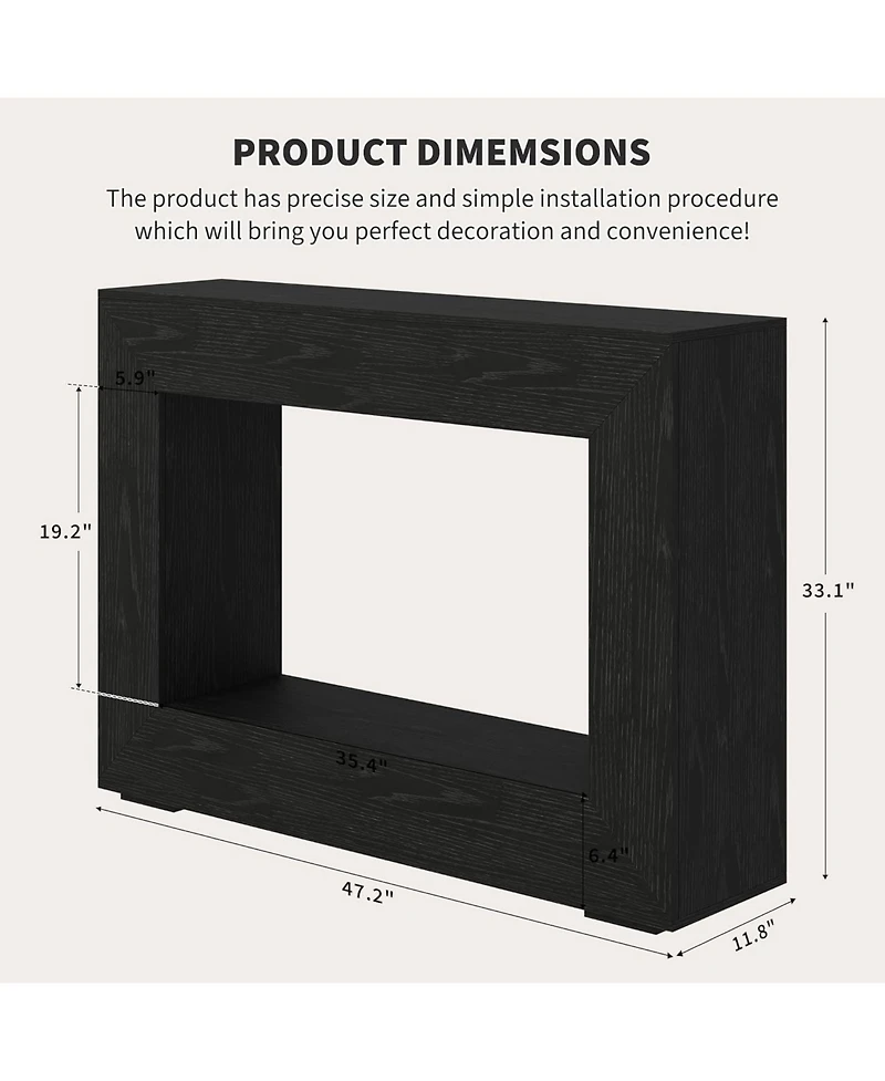 Rainsken Modern Rectangle Coffee Table, 47.2" Wood Center Table with 4 Drawers and 2 Display Shelves, Fluted Design for Living Room