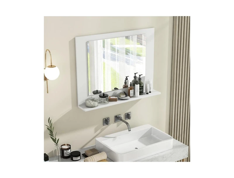 Slickblue 23.5x17.5 Inch Rectangle Bathroom Mirror with Wood Shelf