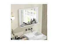 Slickblue 23.5x17.5 Inch Rectangle Bathroom Mirror with Wood Shelf