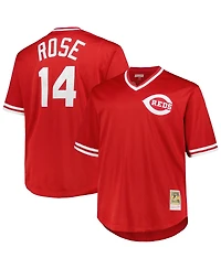 Mitchell & Ness Men's Pete Rose Red Cincinnati Reds 1984 Cooperstown Collection Mesh Pullover Jersey