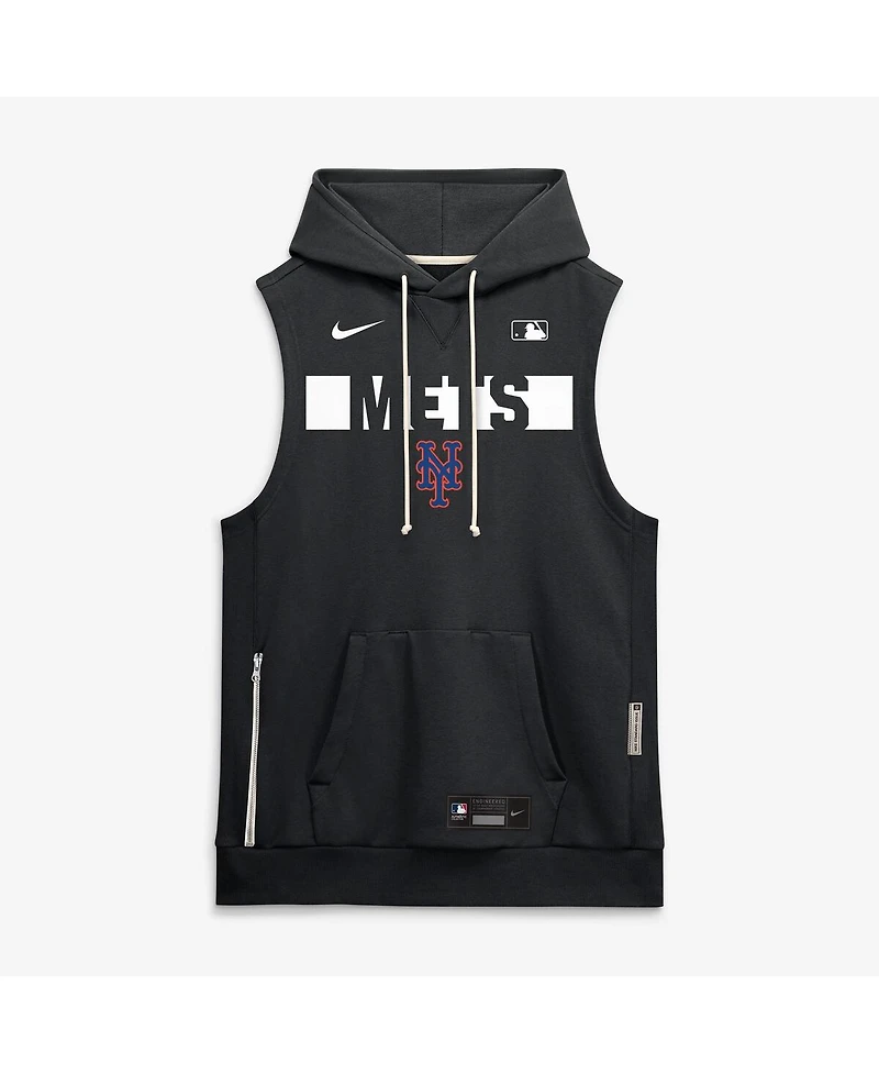 Nike Men's Black New York Mets Authentic Collection Standard Issue Dri-fit Sleeveless Hoodie