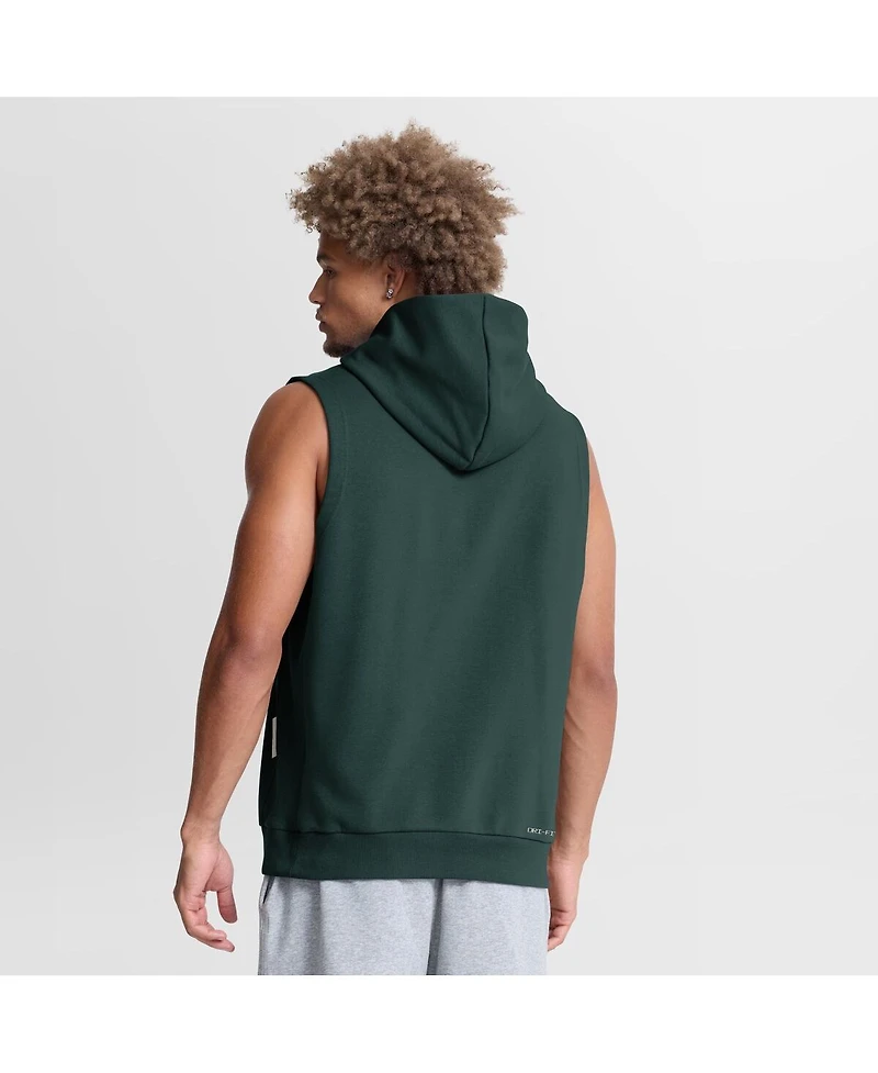 Nike Men's Green Athletics Authentic Collection Standard Issue Dri-fit Sleeveless Hoodie