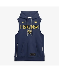 Nike Men's Navy Milwaukee Brewers Authentic Collection Standard Issue Dri-fit Sleeveless Hoodie