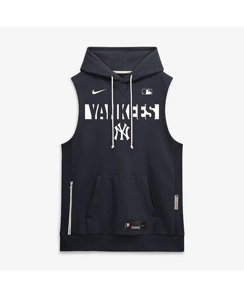 Nike Men's Navy New York Yankees Authentic Collection Standard Issue Dri-fit Sleeveless Hoodie