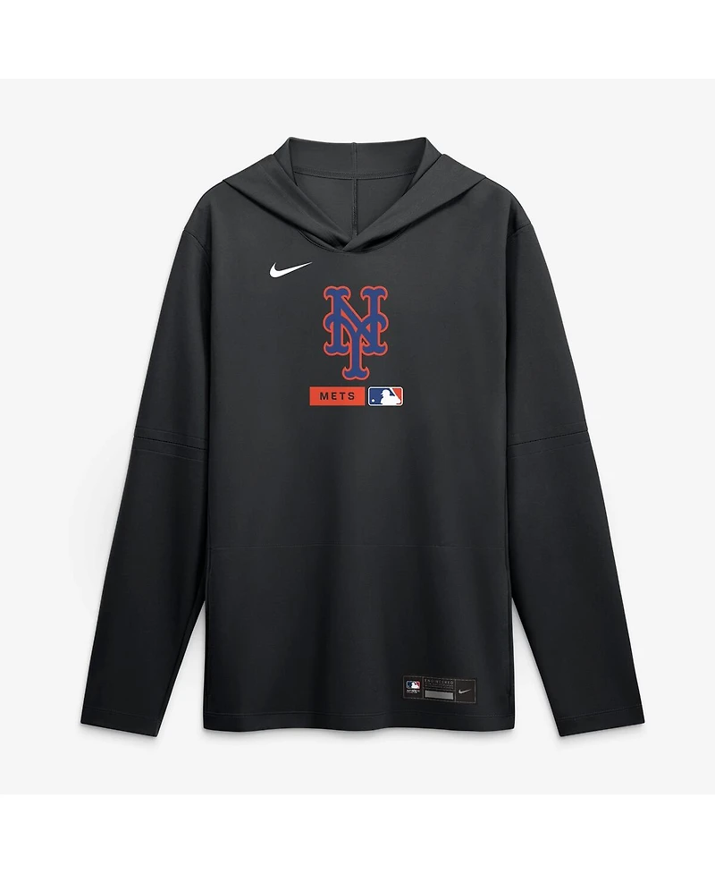 Nike Men's Black New York Mets Authentic Collection Dri-fit Long Sleeve Hoodie