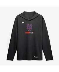 Nike Men's Black New York Mets Authentic Collection Dri-fit Long Sleeve Hoodie