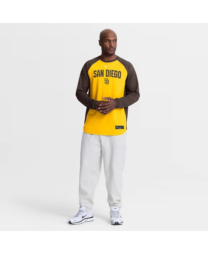 Nike Men's Gold San Diego Padres Authentic Collection Raglan Dri-fit Sweatshirt