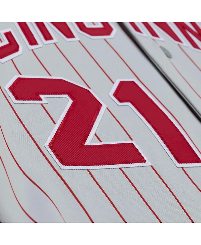 Mitchell & Ness Men's Deion Sanders Gray Cincinnati Reds 1997 Authentic Jersey