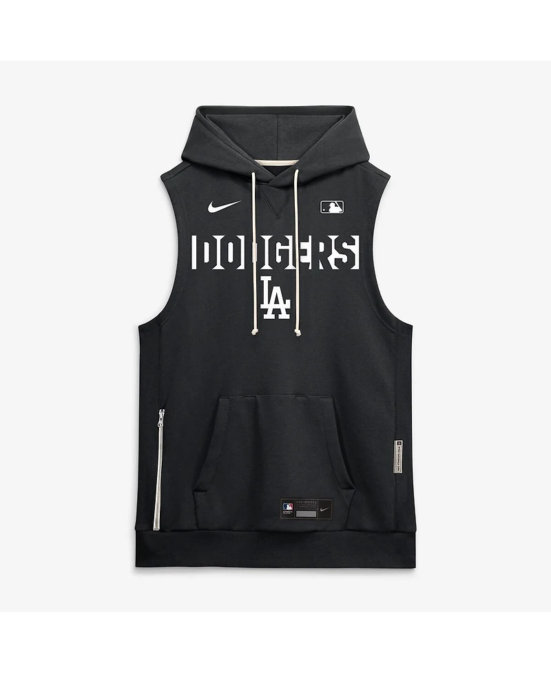 Nike Men's Black Los Angeles Dodgers Authentic Collection Standard Issue Dri-fit Sleeveless Hoodie