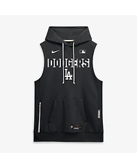 Nike Men's Black Los Angeles Dodgers Authentic Collection Standard Issue Dri-fit Sleeveless Hoodie