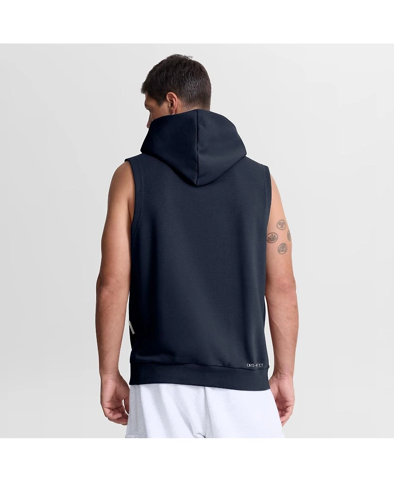 Nike Men's Navy Atlanta Braves Authentic Collection Standard Issue Dri-fit Sleeveless Hoodie