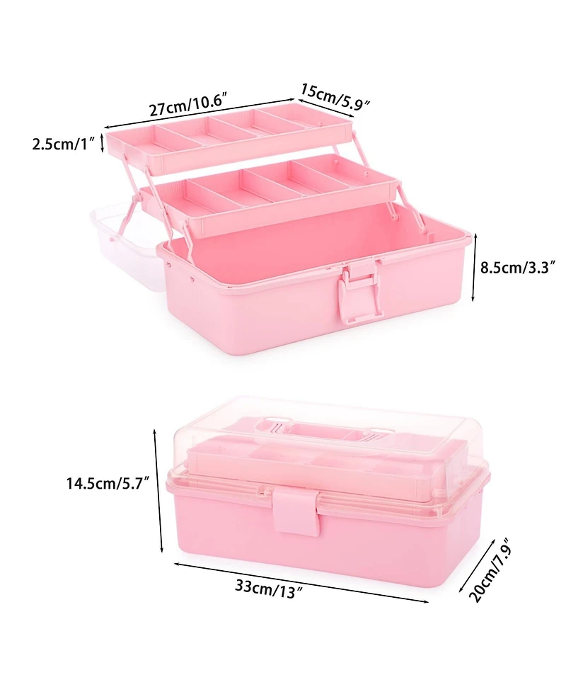Gnuadz 3-Layer Plastic Dividing Storage Box Craft Organizer Adjustable Spacers Portable Handled Art Supply Multipurpose Home Utility
