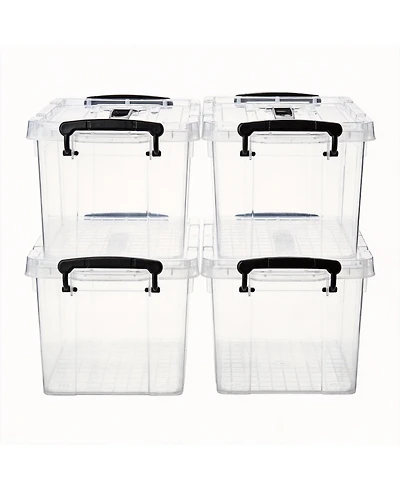 Gnuadz 4 pack 6 qt Storage Latch Box Stackable Container with Lid