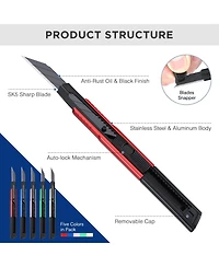 Gnuadz Utility Retractable Snap-off Aluminum Box Cutter Exacto Craft 9mm Blade Pack 5