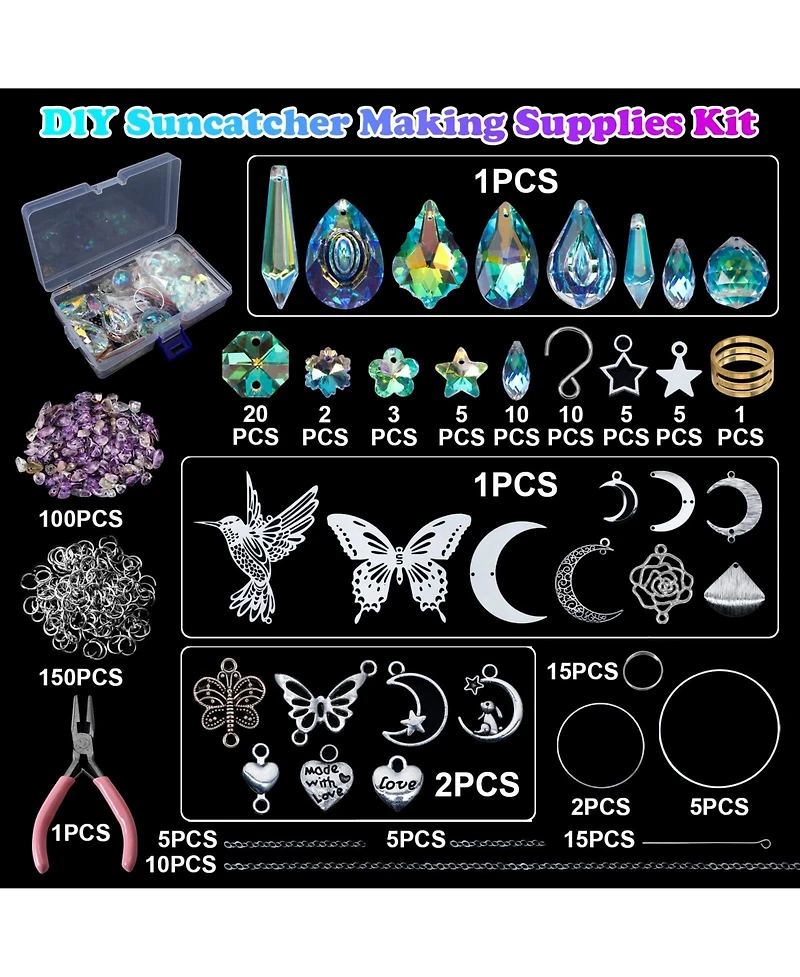 Gnuadz 400pcs Diy Suncatchers Kit Hummingbird Crystal Prism Rainbow Maker Window Decor