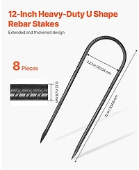 Inolait 12-in Galvanized Steel Rebar Stakes Ground Anchors for Fencing and Tents