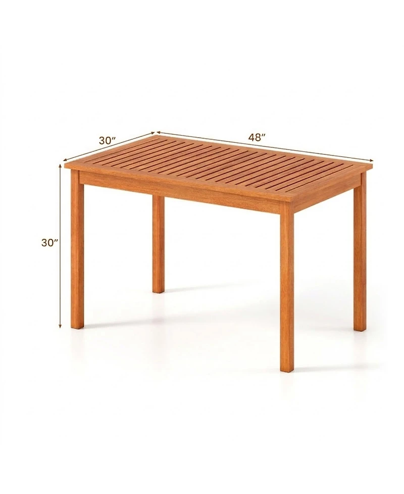 Gouun 48 in Rectangular Wood Outdoor Dining Table for 4-6 People