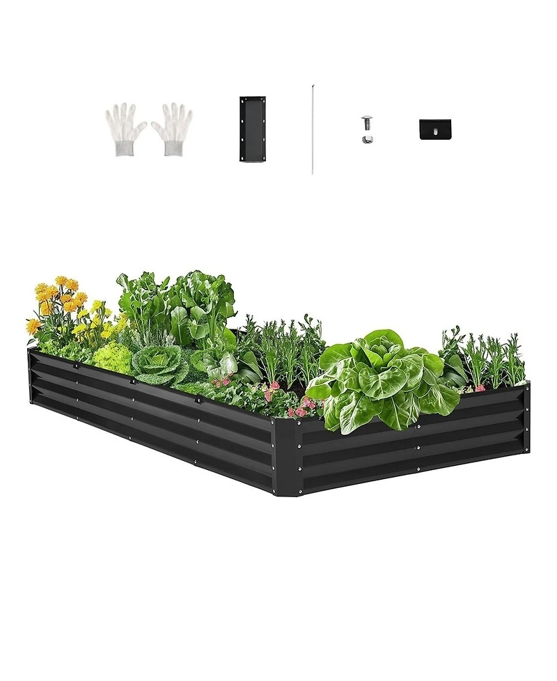 Sugift Metal Raised Garden Planter Box 8 x 4 x 1 Galvanized