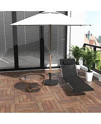 Outsunny Portable Sun Lounger, Lightweight Folding Chaise Lounge Chair w/ Adjustable Backrest & Pillow for Beach, Poolside and Patio