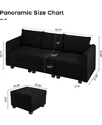 gaomon Sectional Sofa with Storage Four Seat L Shaped Couch Storage Ottoman Modern Velveteen Modular Sectional Apartment