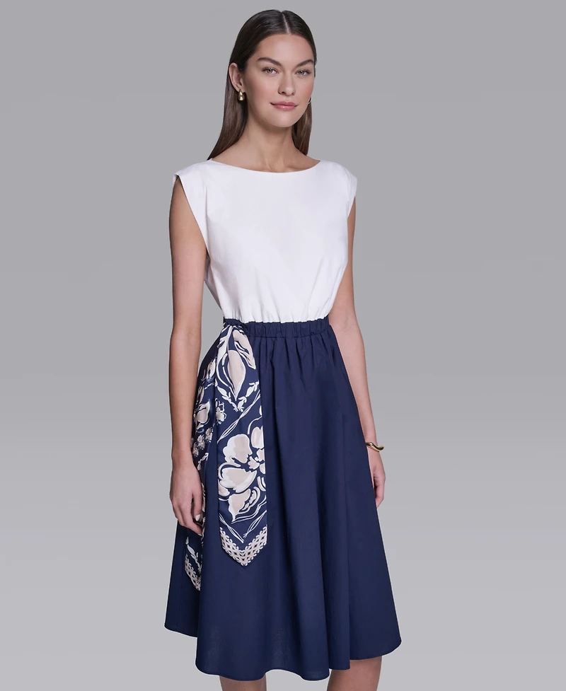 Halston Women's Sleeveless Boat Neck Dress