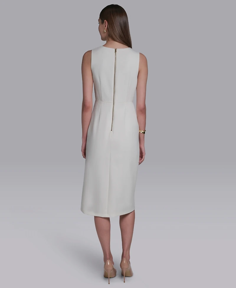 Halston Women's Asymmetrical Neck Midi Dress