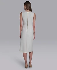 Halston Women's Asymmetrical Neck Midi Dress