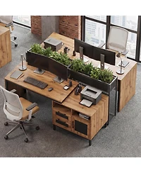 Slickblue 71 Inch Office Desk with Drawers and Open Storage Shelves