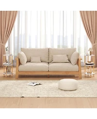 Gouun Set of 2 Compact Bamboo 3-Tier Round Side Tables, 12 inch Diameter x 24 inch