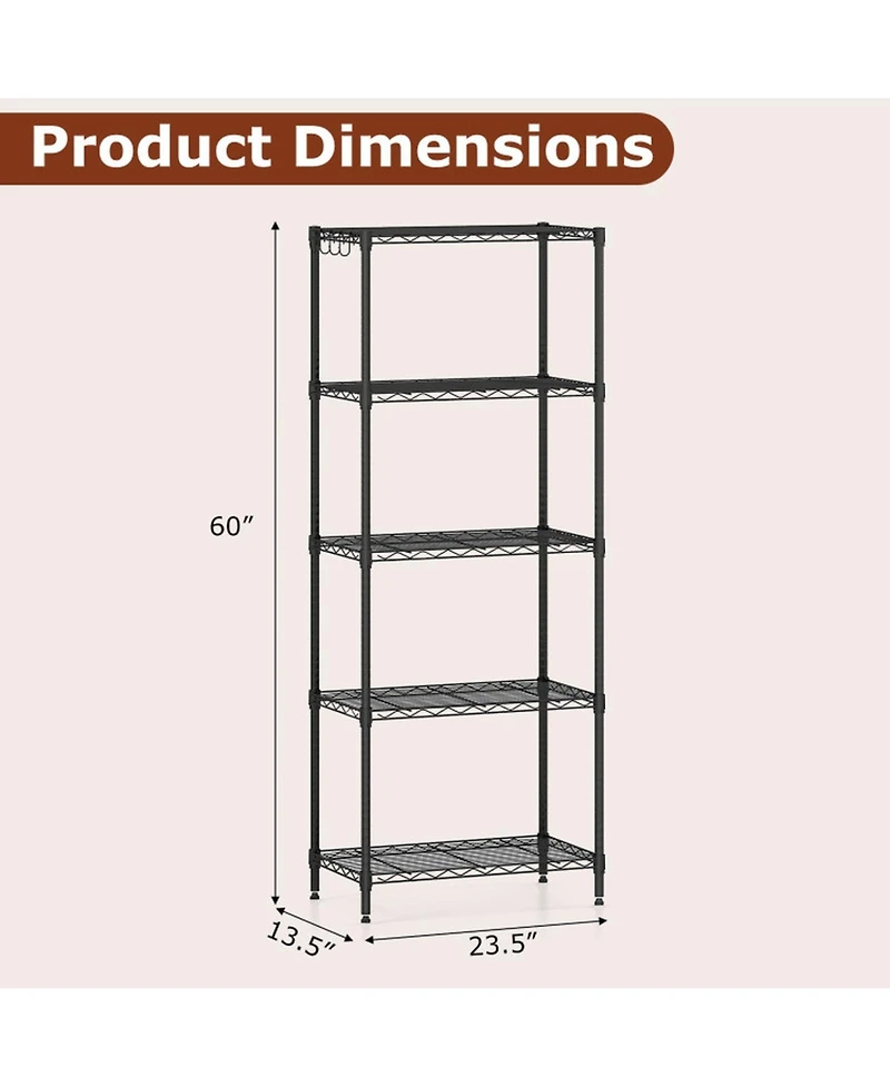 Gouun 5-Tier Heavy Duty Metal Storage Shelving Unit with V-Shaped Wire Rack, 750 Lbs Capacity