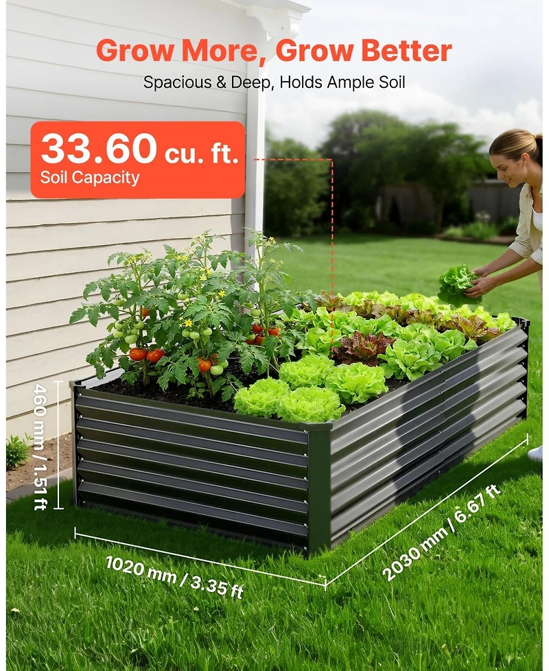 Sugift 2 Pack Raised Garden Beds 6.67 x 3.35 ft Elevated Metal Planter Boxes for Flowers