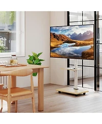 Sugift Rolling Tv Stand on Wheels Mobile Tv Cart for 32-75 Inch TVs Portable Av Cart