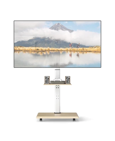 Sugift Rolling Tv Stand on Wheels Mobile Tv Cart for 32-75 Inch TVs Portable Av Cart