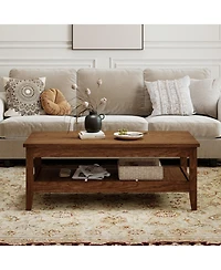 Gouun Farmhouse Cocktail Table 47-Inch with Thickened Tabletop