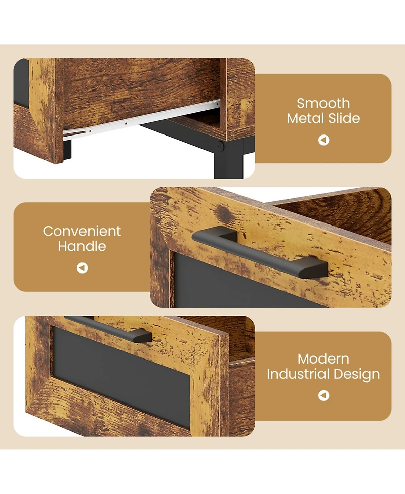 Gouun 47-Inch Oval Coffee Table with Drawers and Open Compartments