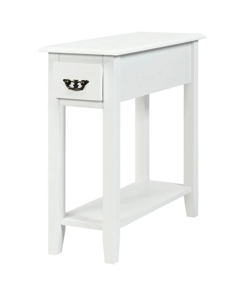 Gouun Set of 2 Ultra-Slim Sofa Side End Tables with Drawer and Open Shelf