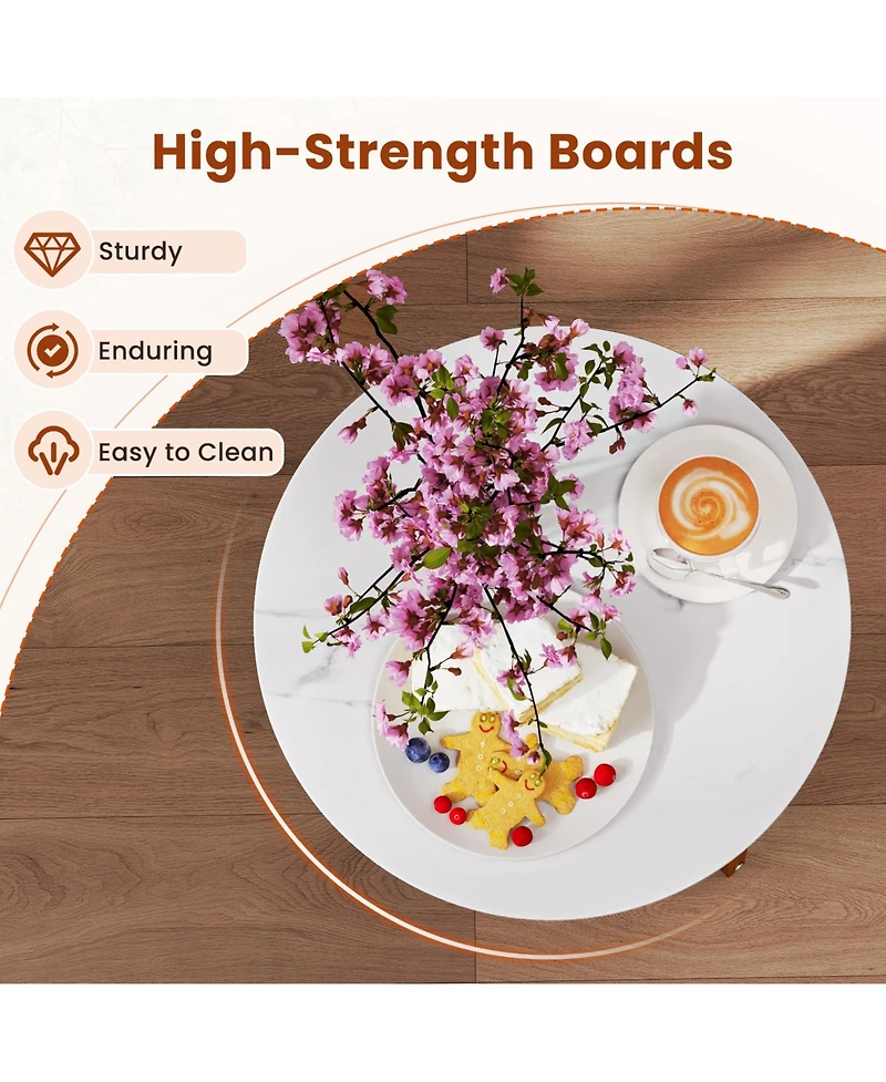 Gouun Round 2-Tier End Table with Removable Fabric Basket and Metal Frame, 17.5 in