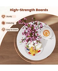 Gouun Round 2-Tier End Table with Removable Fabric Basket and Metal Frame, 17.5 in