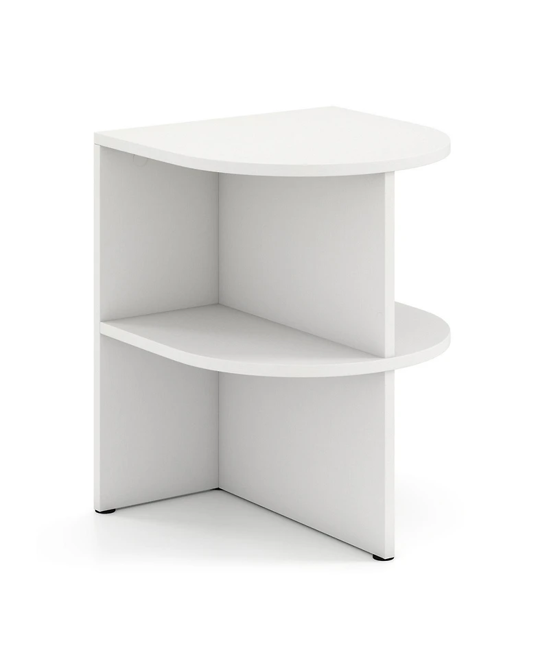 Gouun Half Round End Table with Two Open Shelves for Small Spaces, 15 x 15 x 19 in