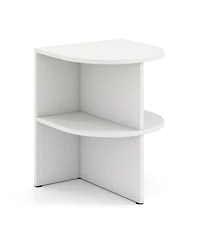 Gouun Half Round End Table with Two Open Shelves for Small Spaces, 15 x 15 x 19 in