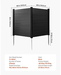 Sugift 2 Panel Outdoor Privacy Screen 48 x 48 in Vinyl Fence for Pool Equipment