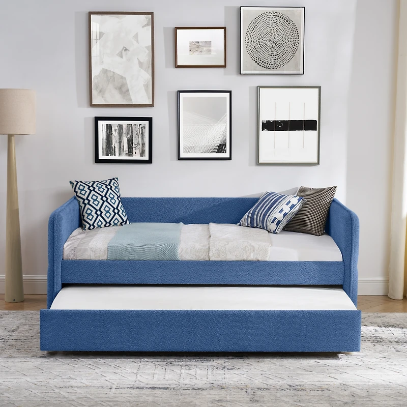 Streamdale Furniture Boucle Daybed w/ Twin Trundle Sofa Bed
