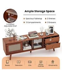 Sugift Bamboo Tv Stand for Tv up to 65 Inch