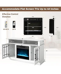Sugift Tv Stand with Electric Fireplace Led Lights and Remote Controls for TVs Up to 40 Inch